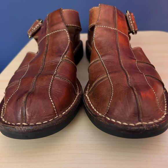 Cole Haan Men's Fisherman Brown Leather Slip-On Buckle Sandal Size 8.5 D 18190 - Picture 3 of 11